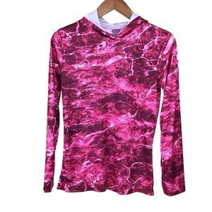 Mossy Oak Fishing Tie Dye Pink Camo Long Sleeve‎ Pullover Hoodie M